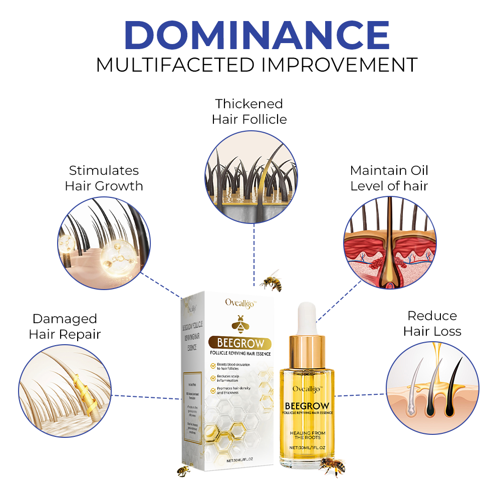 ✅Official Store: Oveallgo™ New BeeGrow Follicle Reviving Hair Essence 🌿 Endorsed by AAAF & TGA(Clinically proven to activate hair follicles, enhance scalp health, reduce inflammation, and prevent hair loss)