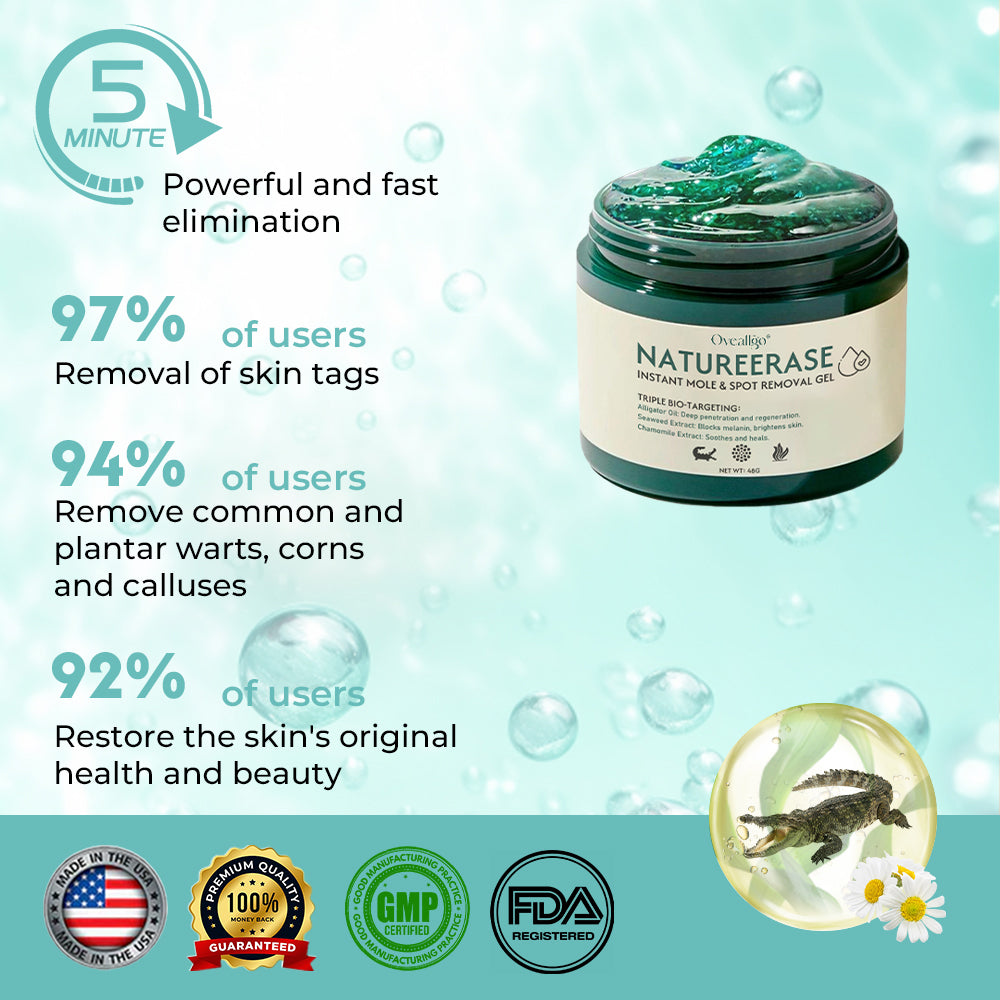 ✅ Official Store: Oveallgo® NatureErase Instant Alligator Oil Mole & Spot Removal Gel