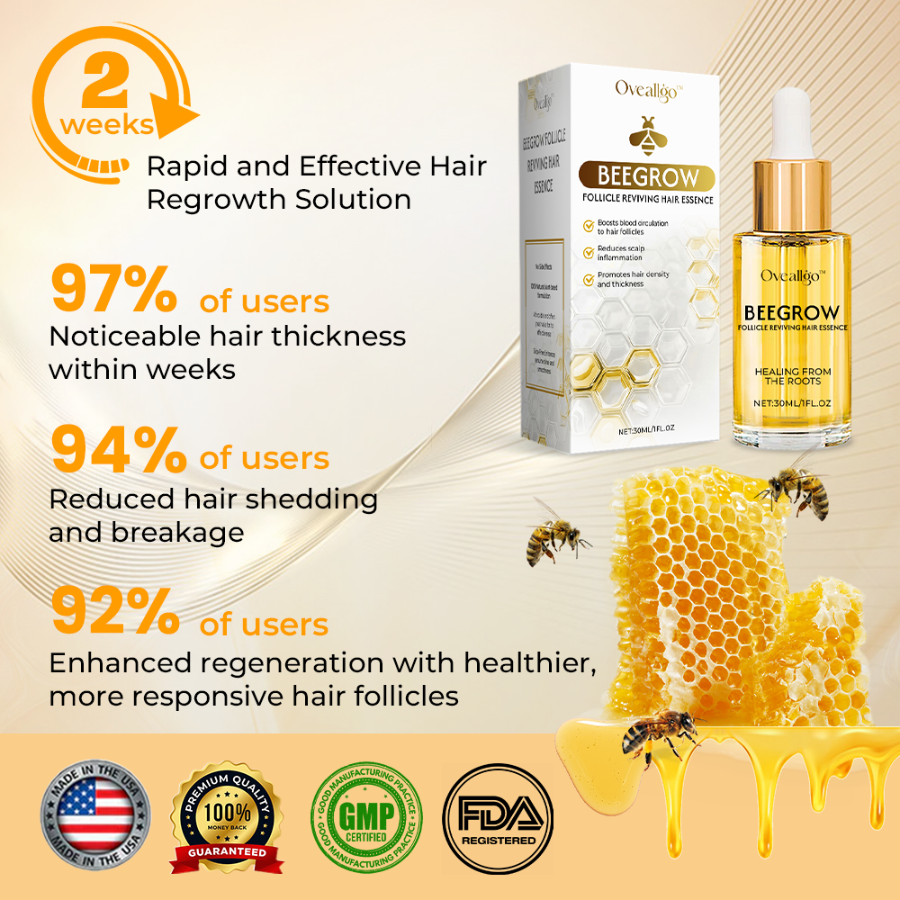 ✅Official Store: Oveallgo™ BeeGrow Follicle Reviving Hair Essence 🌿 Endorsed by AHLA & USP(Clinically proven to activate hair follicles, enhance scalp health, reduce inflammation, and prevent hair loss)