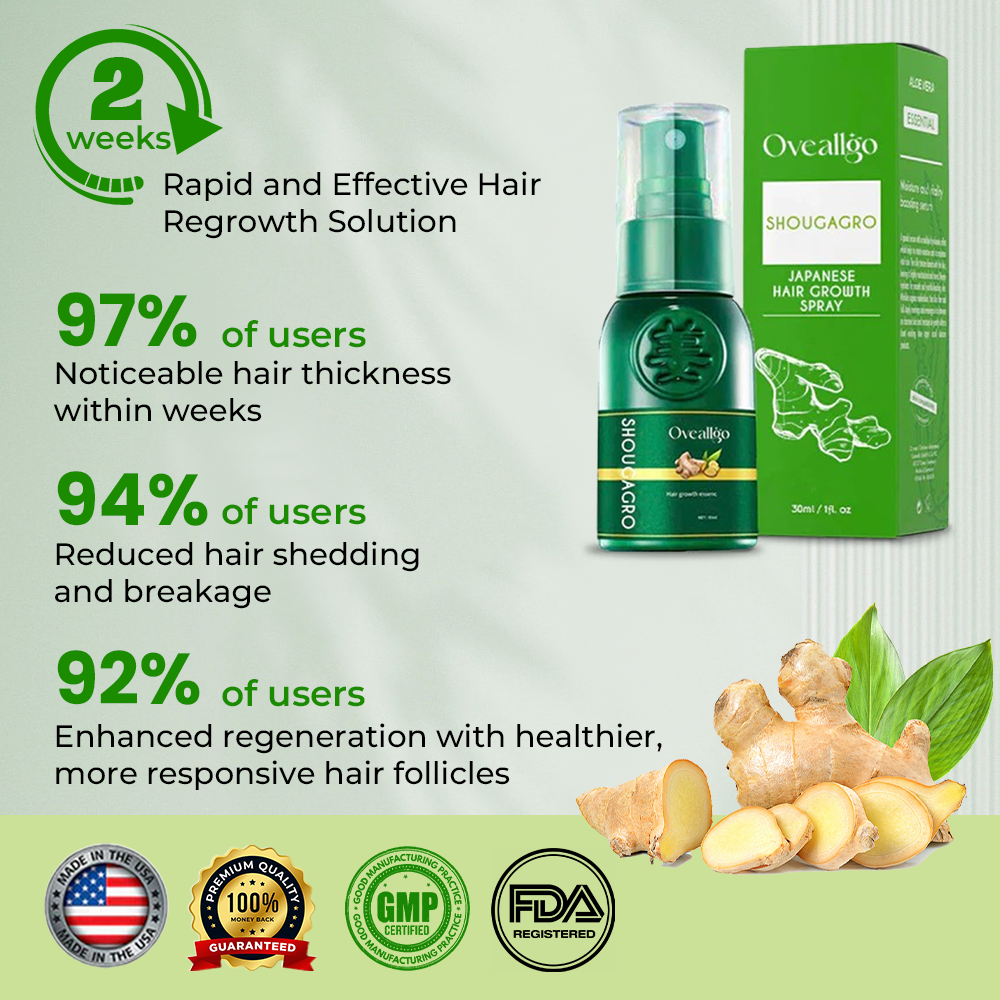 ✅Official Store: Oveallgo™ ShougaGRO Japanese Hair Growth Spray👨‍⚕️Endorsed by AHLA (Clinically proven to promote hair regrowth, strengthen follicles, improve scalp health, and combat hair thinning)